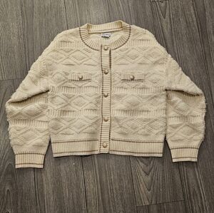 URBAN REVIVO Thick Cardigan with Metallic Trim